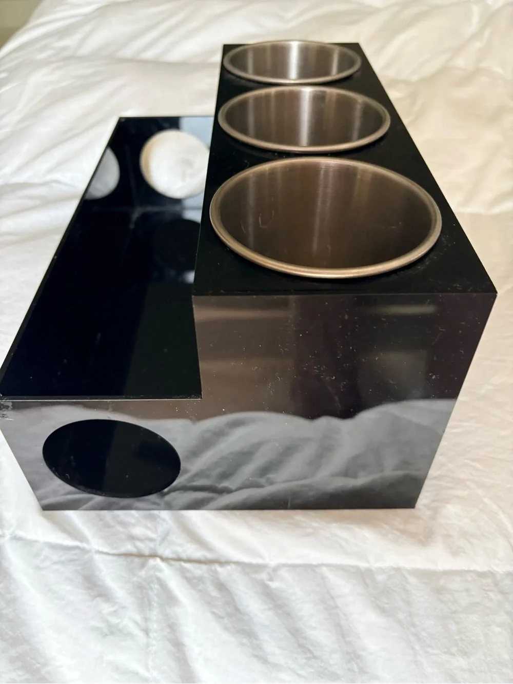 Black 3-Cup Stainless Steel Organizer Tray  For Hairdryer and brushes